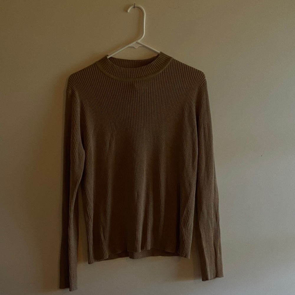 Brown/Beige Knit Long Sleeve Top